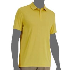 Alfani Mens Polo Shirt Short-Sleeve Button Stretch Alfa-Tech Medium Yellow $50